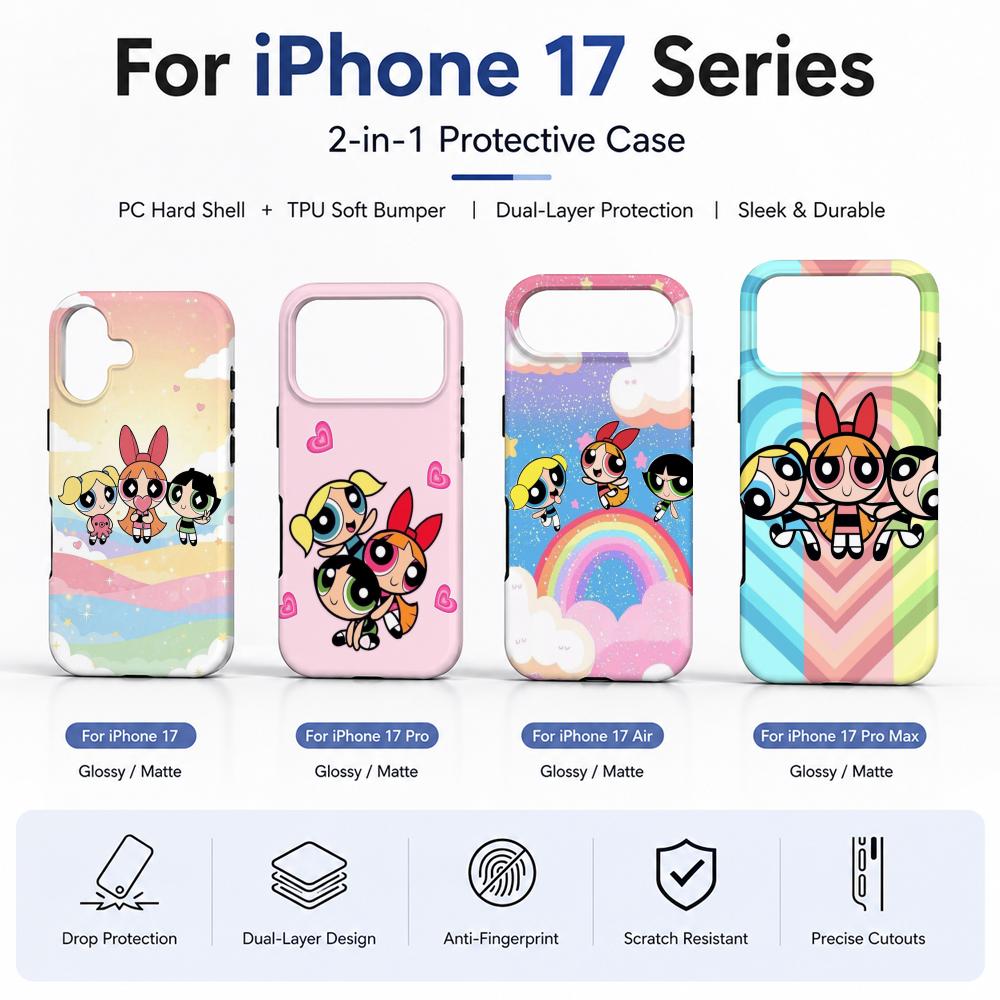 Phone Case Anime - Funda de Teléfono Anime P-Powerpuff Girls,